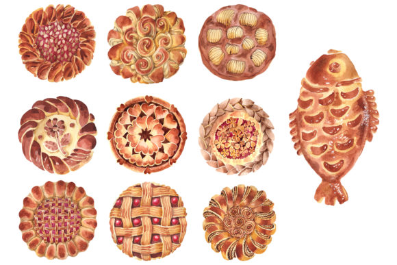 Bakery Products Watercolor Png Illustrations
