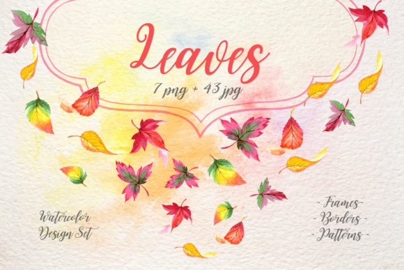 Cool Autumn Leaves Watercolor Set for Illustrations