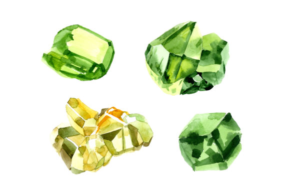 Crystals of Color Emerald Watercolor Set and Illustrations