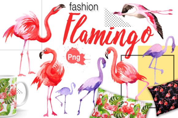 Flamingo Fashion Watercolor Set