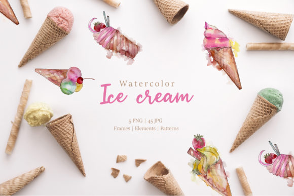 Ice - Cream Watercolor Illustrations