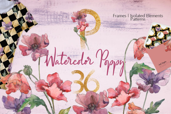 Red Poppy Watercolor Png Illustrations
