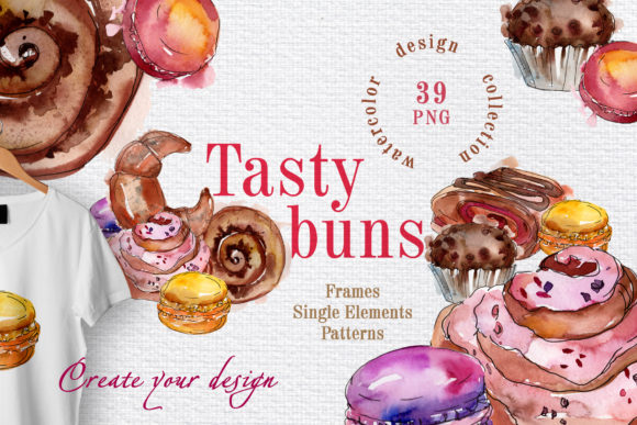 Tasty Buns Watercolor Illustrations