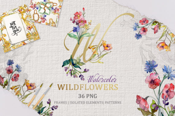 Wildflowers Harming Watercolor Illustrations